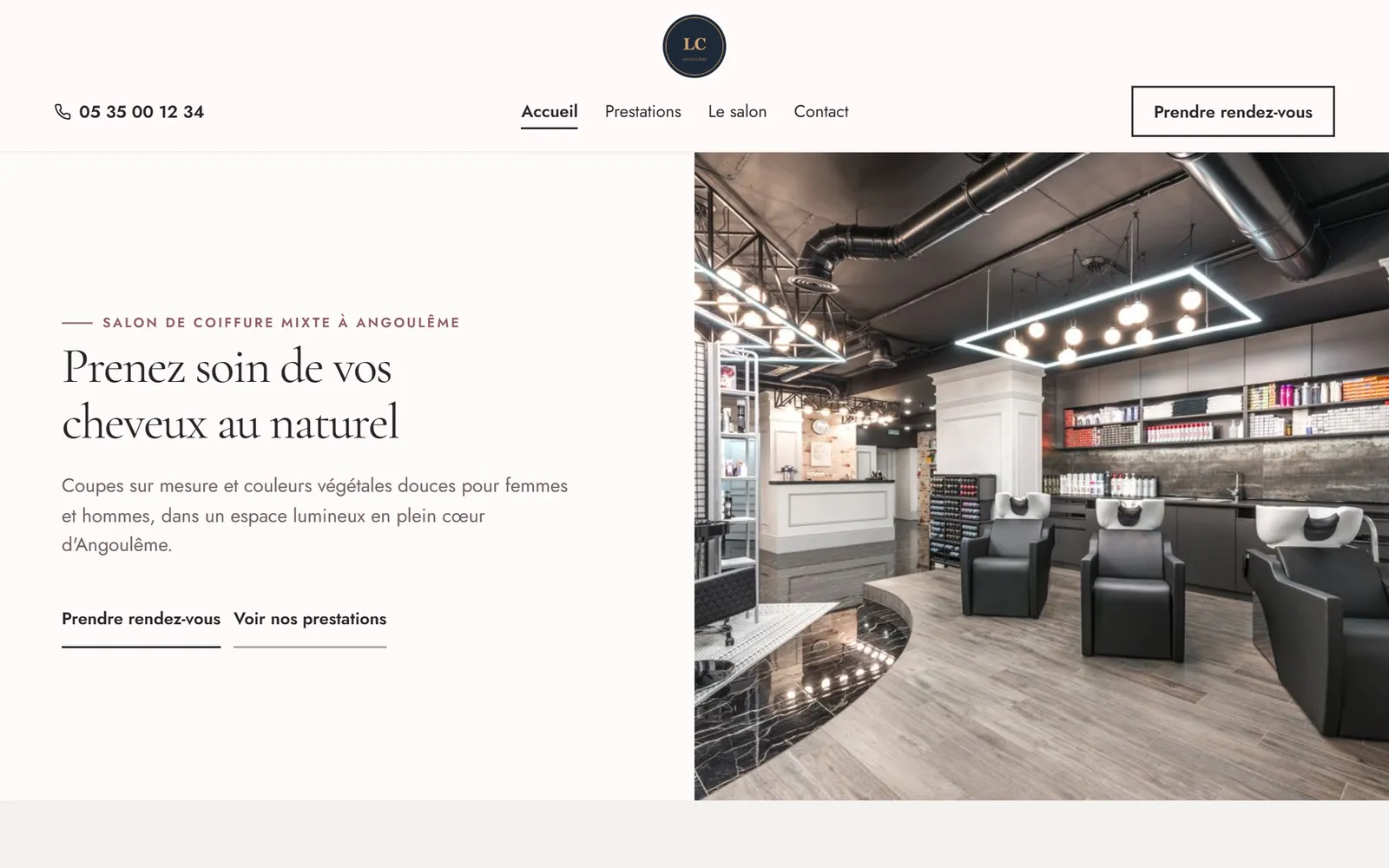 Site internet de Atelier Léa Coiffure, coiffeur à Angoulême, créé par Pilot Box Web