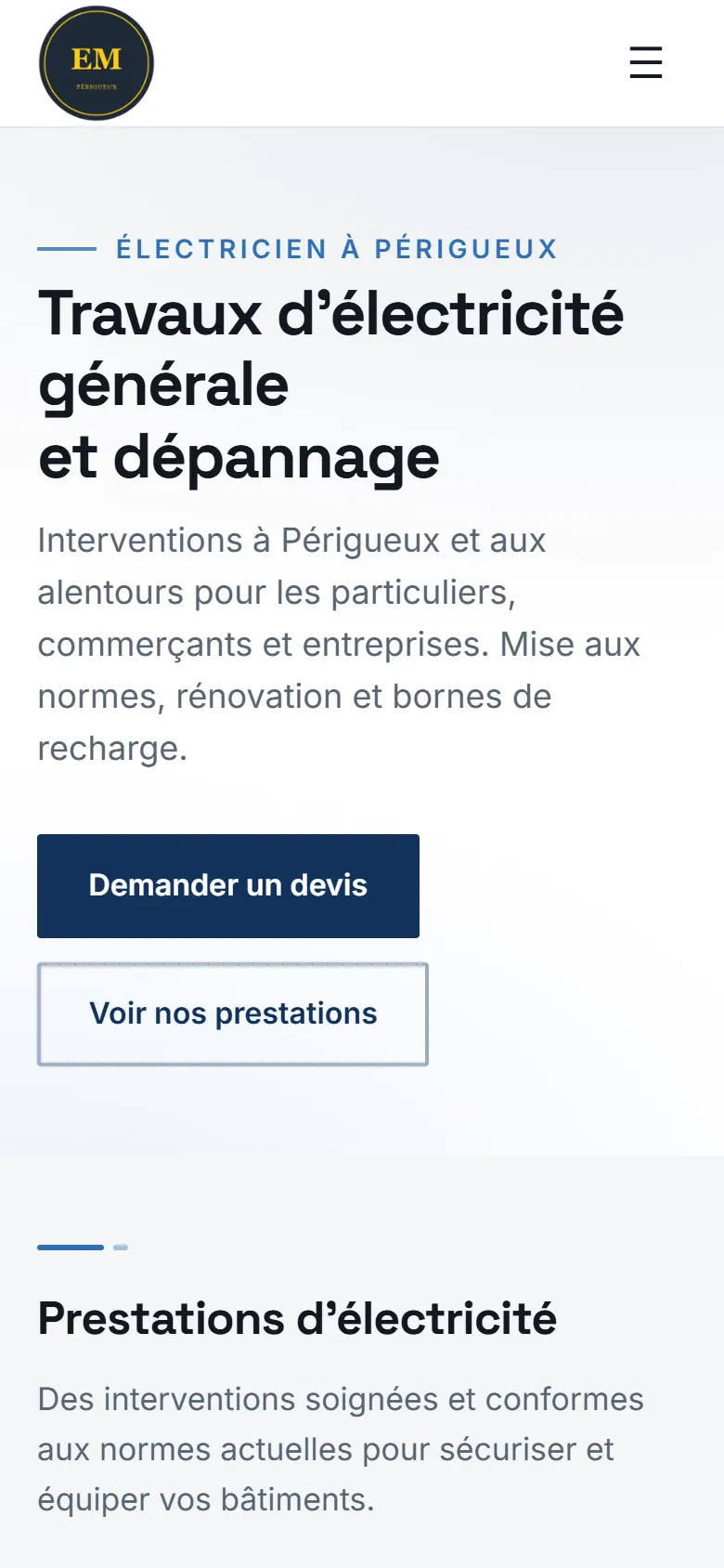 Le même site sur téléphone
