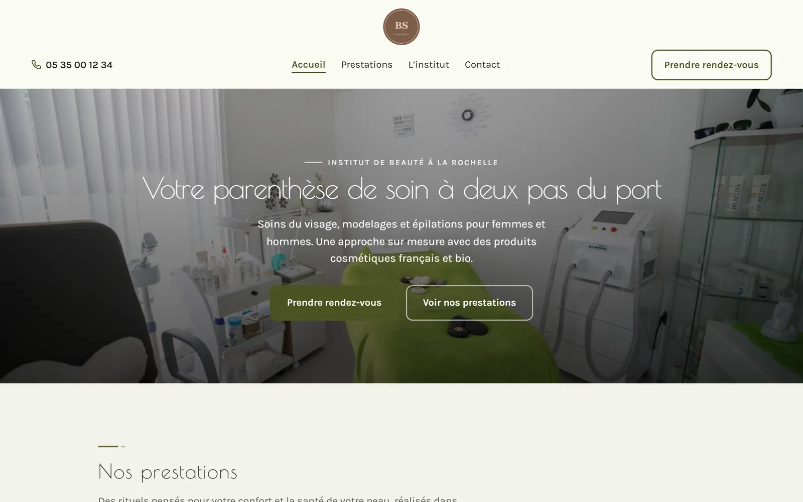 Site internet de Institut Belle Saison, esthéticienne à La Rochelle, créé par Pilot Box Web