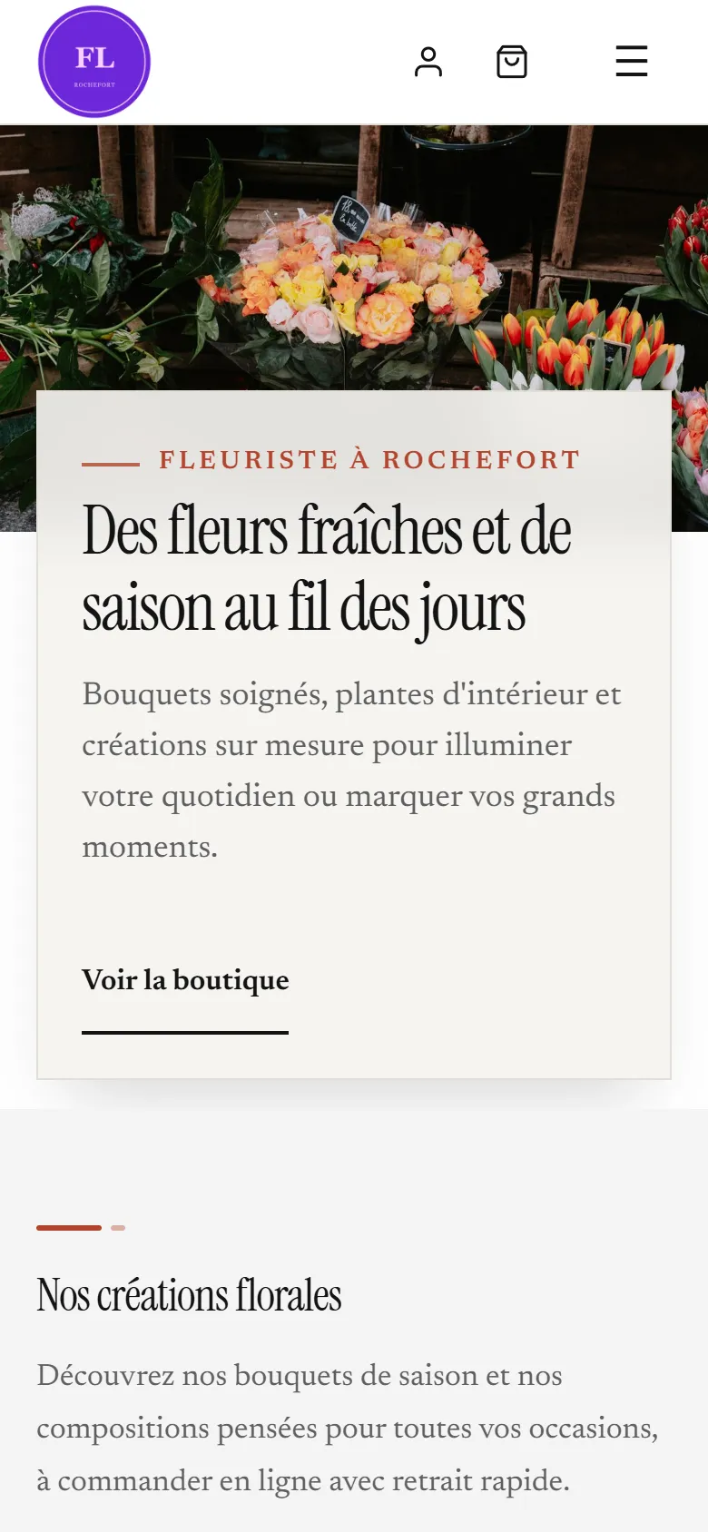 Le même site sur téléphone