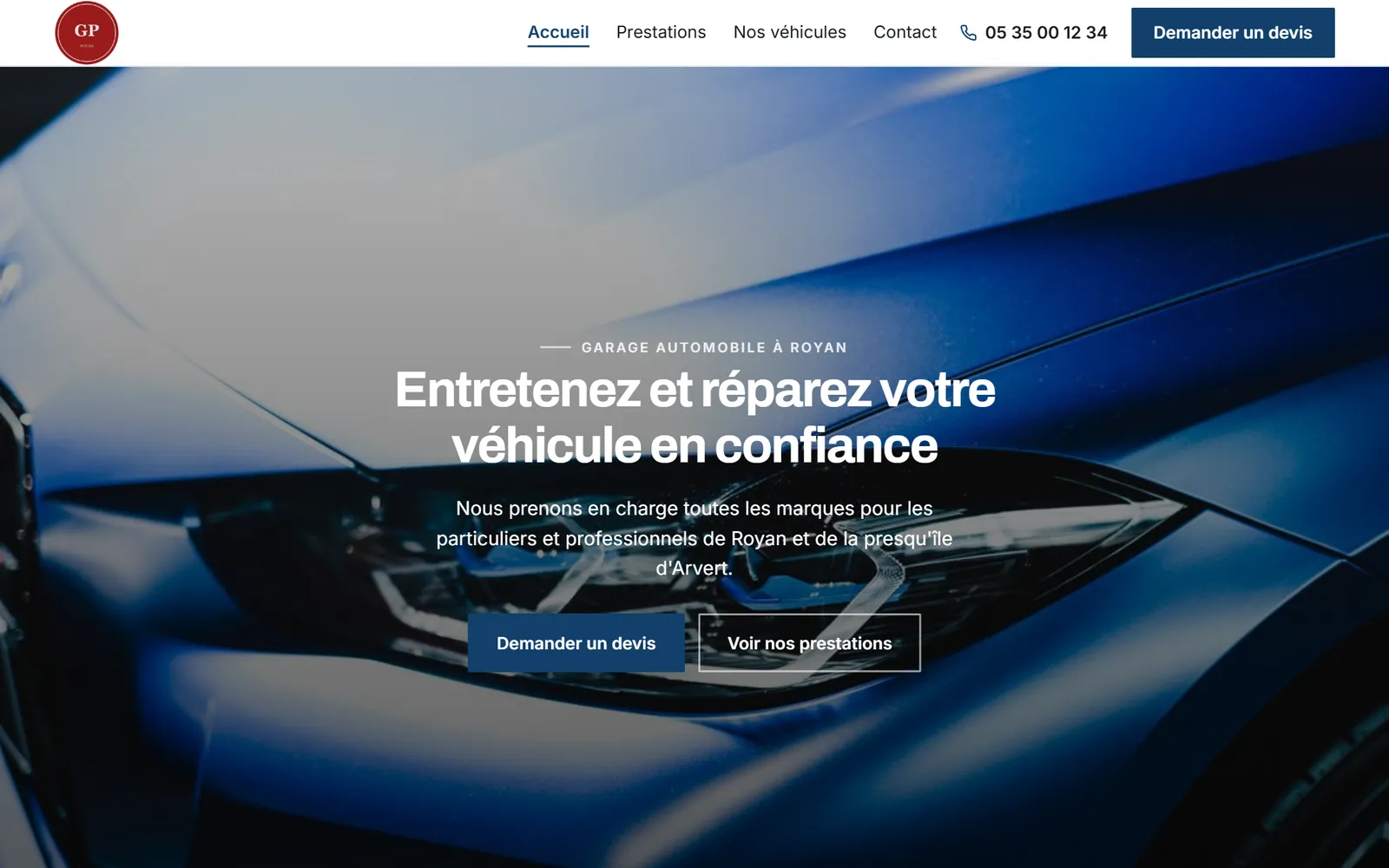 Site internet de Garage du Pont, garagiste à Royan, créé par Pilot Box Web