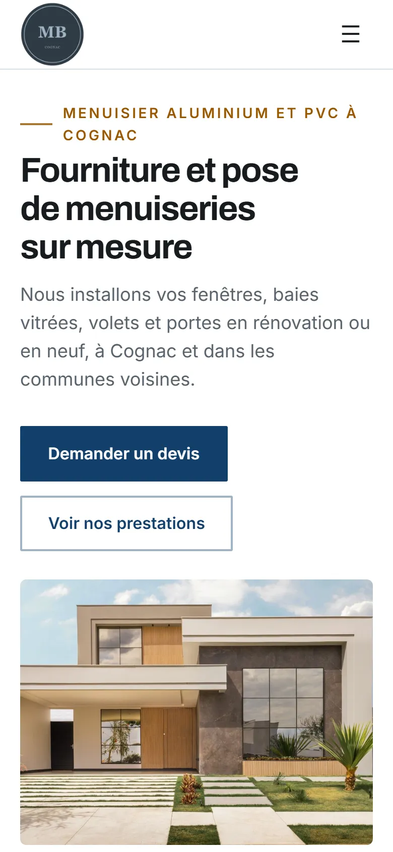 Le même site sur téléphone