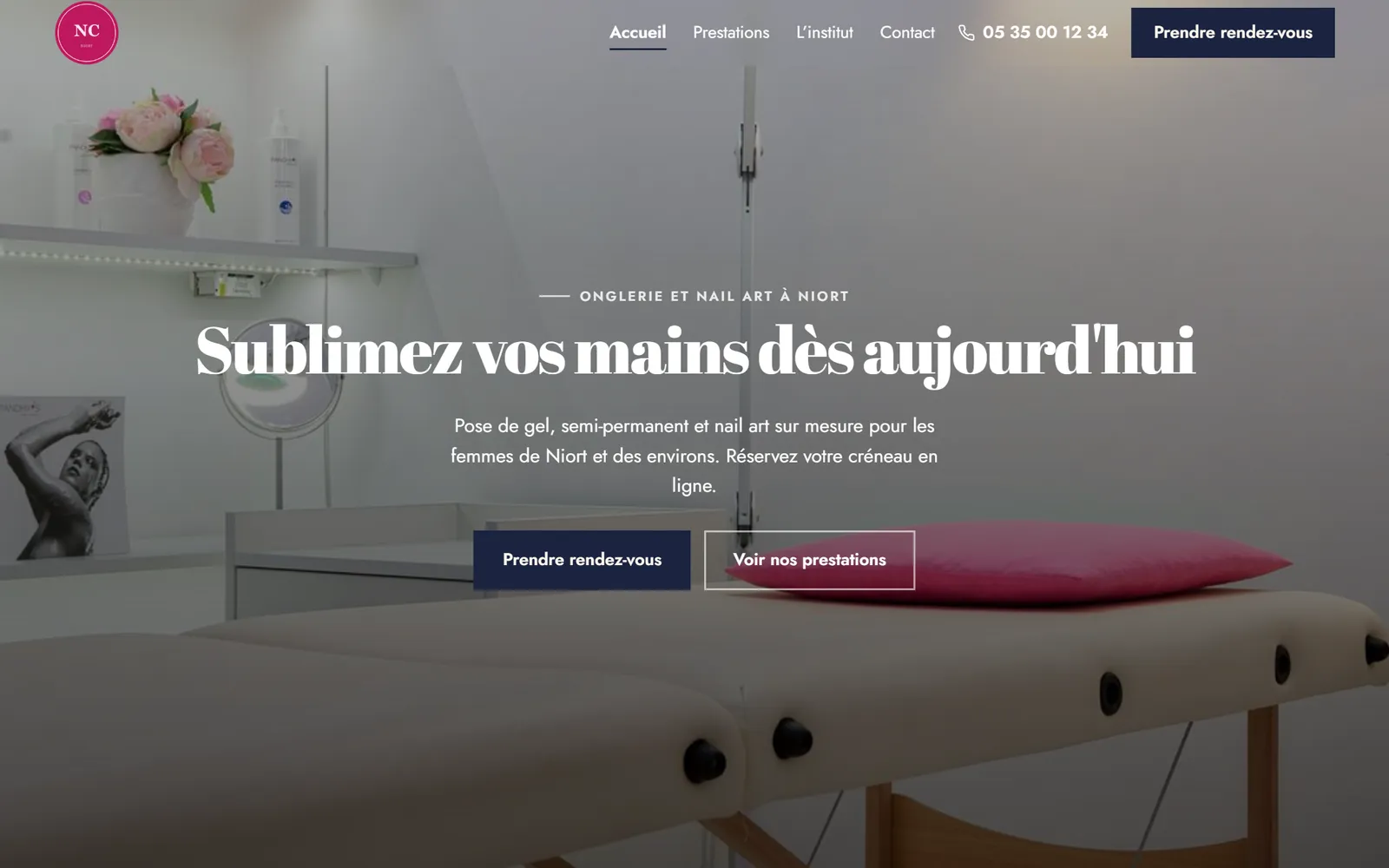 Site internet de Nail Studio Camille, onglerie à Niort, créé par Pilot Box Web