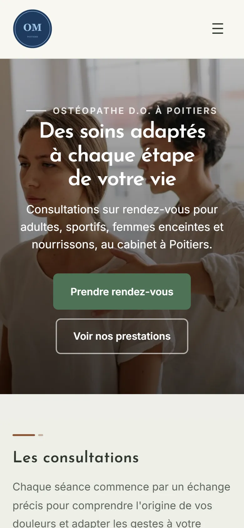 Le même site sur téléphone