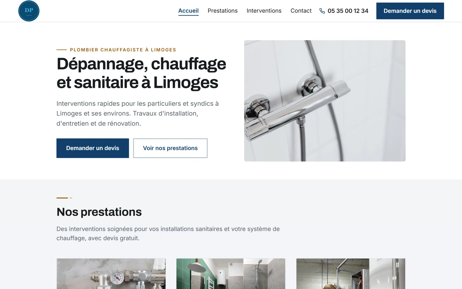 Site internet de Durand Plomberie Chauffage, plombier à Limoges, créé par Pilot Box Web