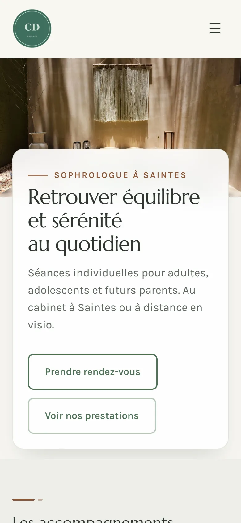 Le même site sur téléphone