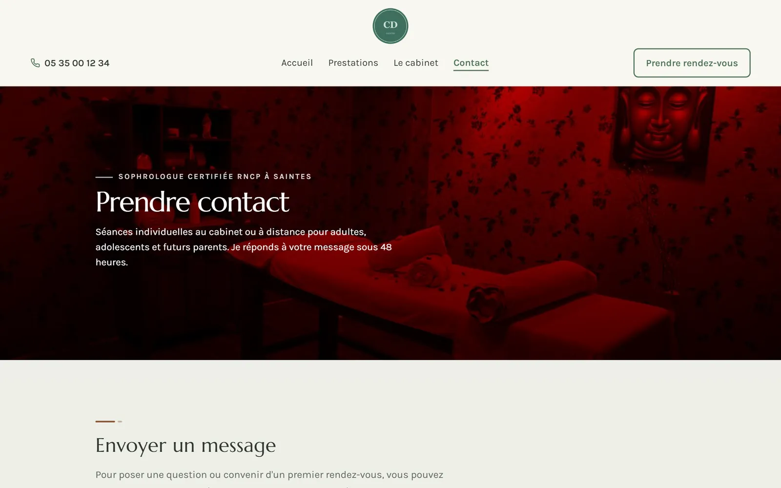 Une page intérieure du site de Claire Dumas Sophrologie
