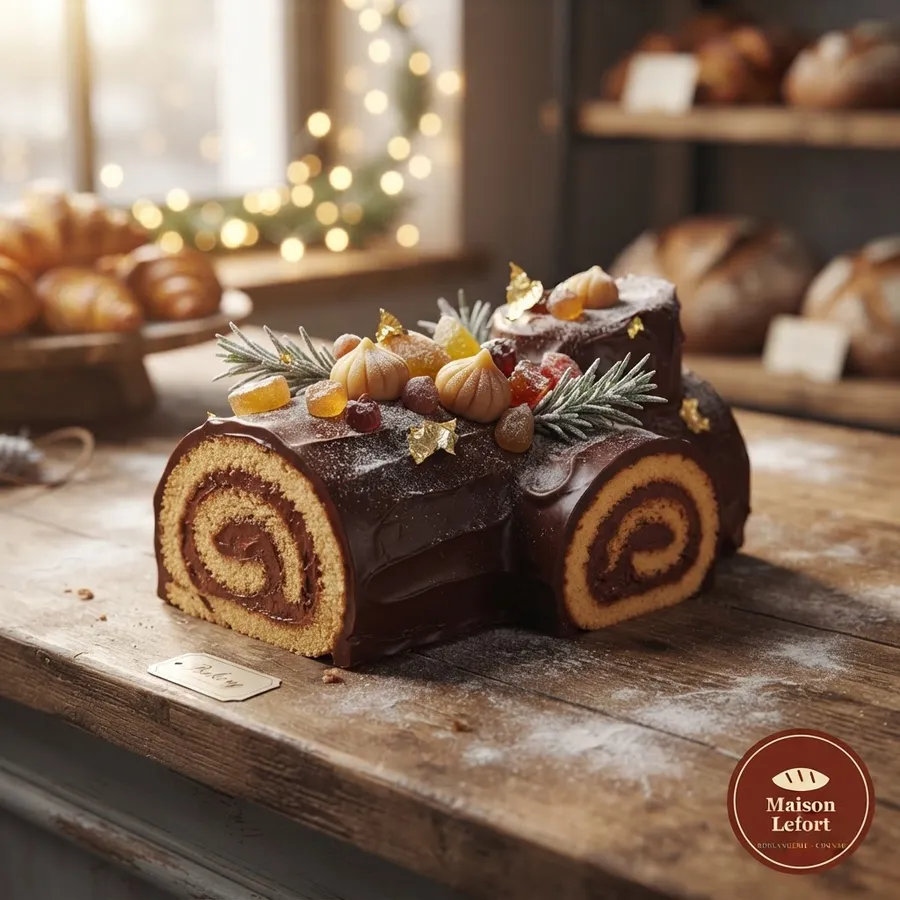 Bûche de Noël au chocolat et aux marrons