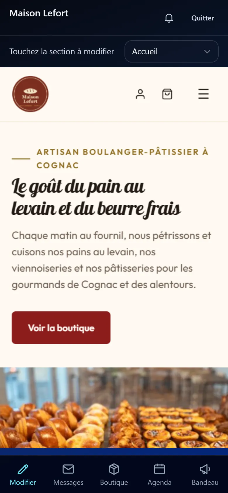Modifier son site depuis Pilot Box Mobile