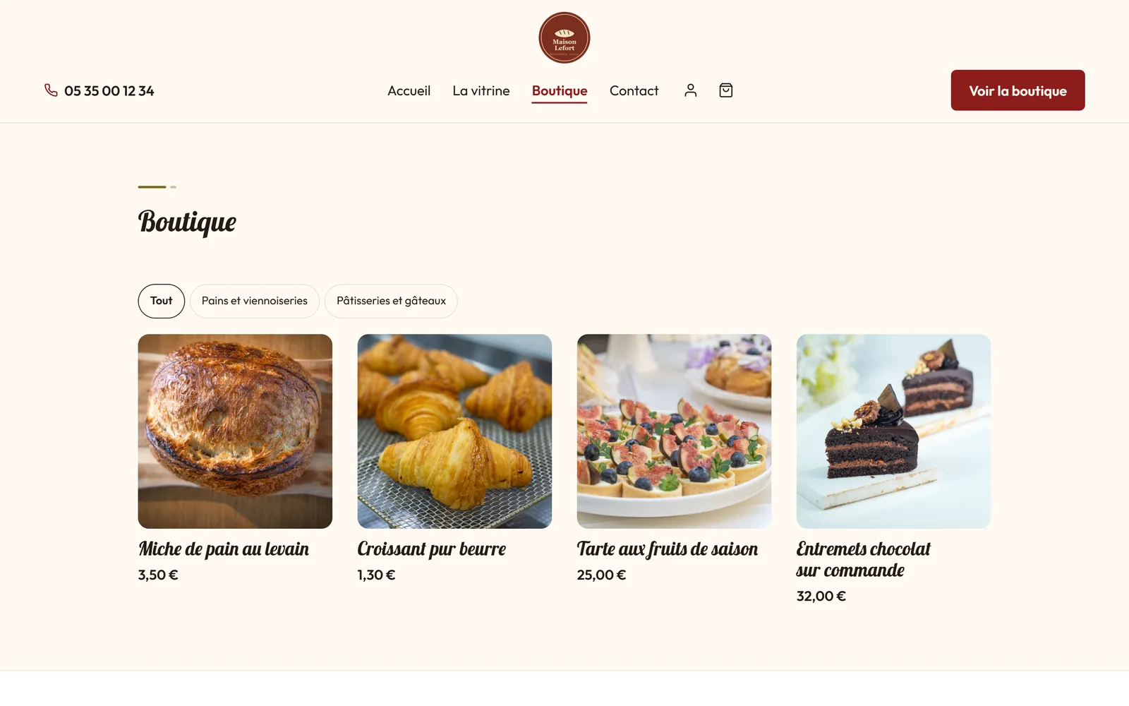 La boutique en ligne du site